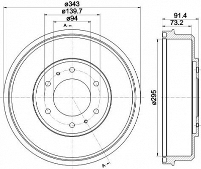 HELLA PAGID 8dt355301821 -  Тормозной барабан
